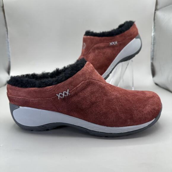 Merrell Encore Ice QForm2 Shoes Womens Size 7.5 Red Suede Fur Slip On Clogs - Picture 1 of 10